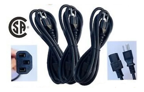 Combo De 3 Cable De Corriente Para Pc / Monitor