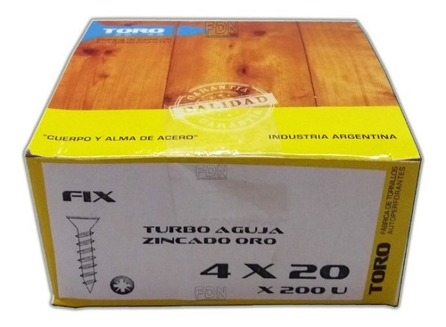 Tornillo Fix 4 X 20 - 24 Cajas X 200u - Dorados - Fdn