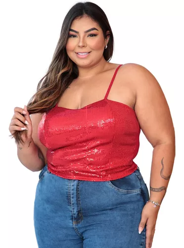 Cropped Paete Feminino Plus Size Com Bojo Gg Ao G3