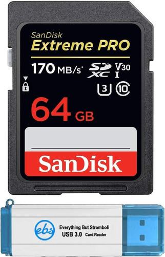 Kit De Tarjeta Sd Sandisk Extreme Pro, Sdxc, V30 Uhs-i, 64gb
