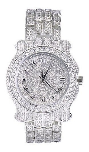 Reloj De Bling Bling Tecno Pave Totalmente Helada Hacia Fuer