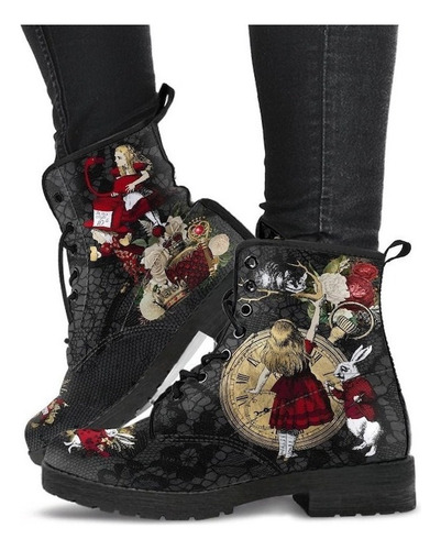 Botas De Mujer De Caña Baja Con Estampado De Calavera