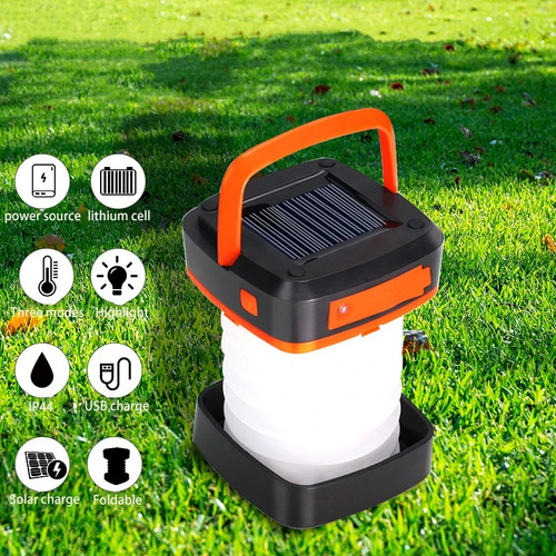 Linterna Solar Plegable Para Acampar 3 Modos De Luz