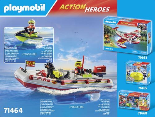 Bloques Playmobil Barco De Bomberos Con Aqua Scooter 70305