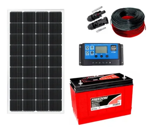 comprar Kit Placa Solar 210w Controlador 30a Lcd Bateria 115ah Cabos Resunu002FHeliar 335010