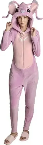 Mameluco Dama De Angel Capucha Stich Rosa Abrigadora Dormir