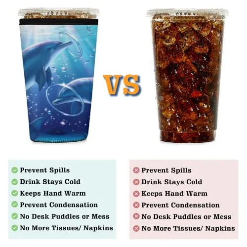 Funda Reutilizable Para Café Helado Ocean Dolphins, Diseño S