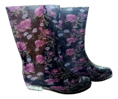 Botas Hule Dama Lluvia Barbie Caña Alta Rosa Impermeable