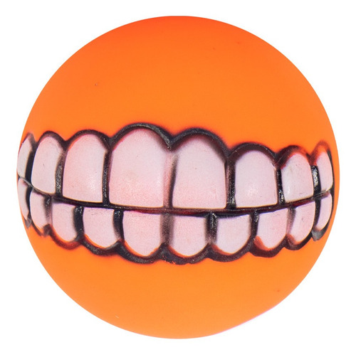 Brinquedo Pet - Bola Com Sorriso De Borracha Cor:laranja