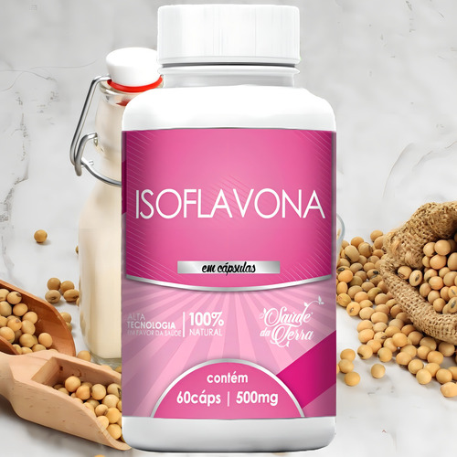 Isoflavona Estrogênio Natural Suplemento 60 Cápsulas 500mg Sabor S/s