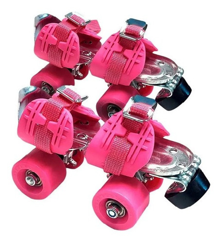 Imagen 1 de 12 de Patín De Metal Extensible 4 Ruedas Con Agarraderas -rosa