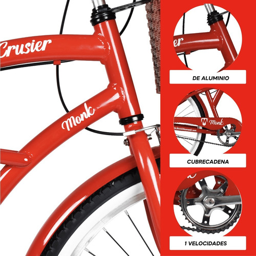 Imagen 4 de 9 de Bicicleta Urbana Aluminio Monk Crusier Rodada 26