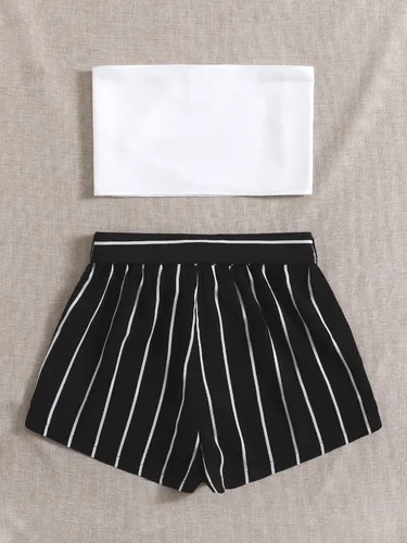 Short de rayas blanco con negro sale