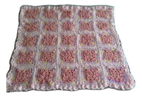 Manta De Bebé Tejida A Mano En Crochet Rosa Bb M. 11 Liquido