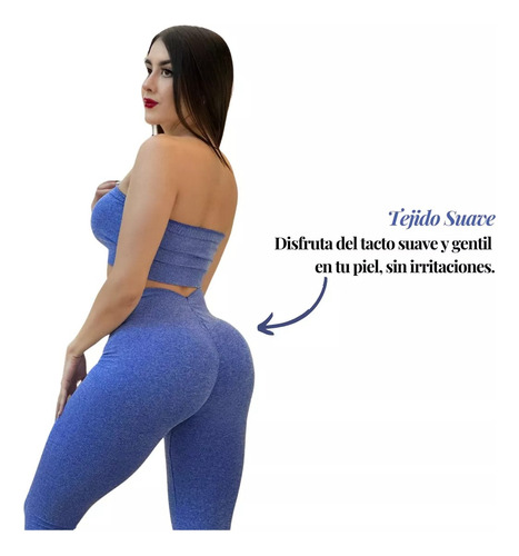 Top Bralette+ Leggin Push Up (color Azul Marino, Tela Suave)