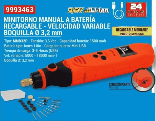 Minitorno De Mano A Batería Recargable 24 Acc Dowen Pagio
