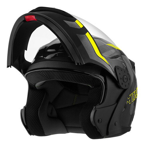 Capacete Robocop Escamoteável Fechado Mixs Gladiator Delta S Cor Cinza Amarelo Brilhante Tamanho do capacete 58
