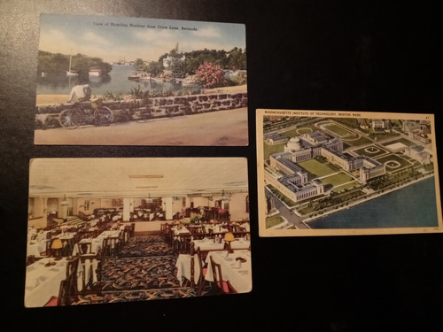 3 Postales Antiguas Massachusetts Bermuda Jacksonville Dibuj