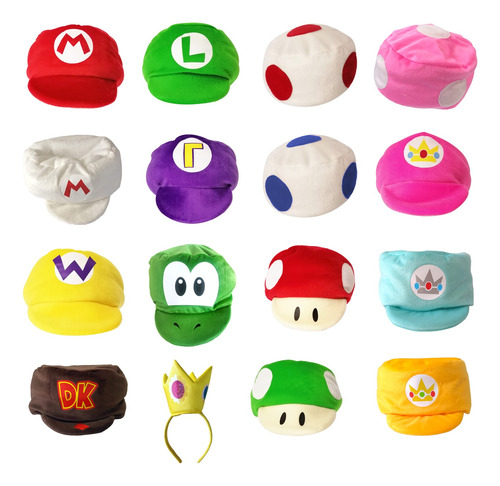 Disfraz Compatible Gorro Mario, Luigi, Combo X 50 Piezas