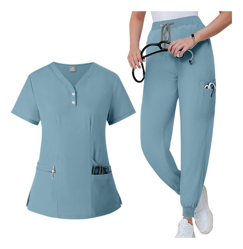Conjuntos De Ropa De Trabajo Con Cuello En V De Uniforme Méd