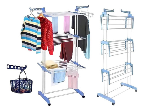 Tendedero Plegable De Ropa Perchero 3 Niveles Colgador Secad
