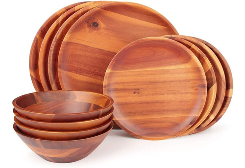 Set De Vajilla De Madera Incluye Platos De Cena 4personas