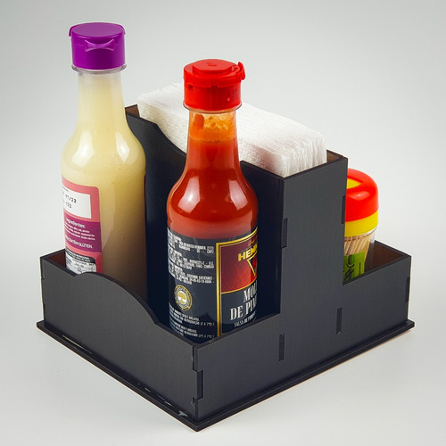 Kit 8 Unid Porta Guardanapo Molhos Sachês + Númeração Mdf