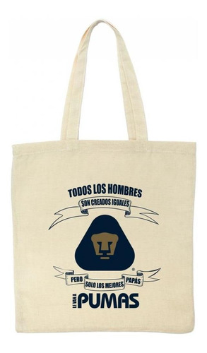 Bolsa Tote Pumas El Mejor Papá Color Beige Diseño de la tela Liso