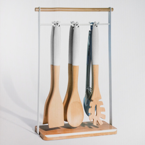 Set De 6 Utensilios De Cocina Bambú