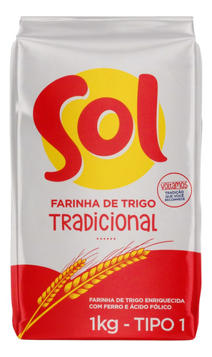 Farinha de Trigo Tipo 1 Tradicional Sol Pacote 1kg
