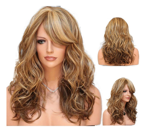 Cabello Rubio Largo Y Rizado Para Mujer, 60 Cm, Resistente A