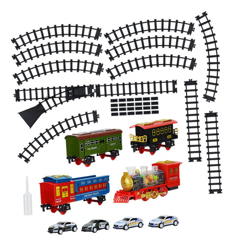 Juego De Tren Eléctrico Con Vías Empalmadas Con Luz Y