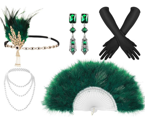 Tatuo 1920s Flapper Costume Accesorios Set Para Mujer Tocado