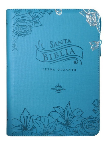 Biblia Letra Gigante Rvr1960 Flexible Aqua, Cierre E Índice