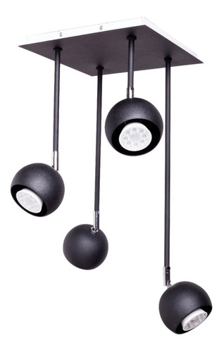Imagen 2 de 9 de Aplique Plafon 4 Luces Bocha - Ng / Bl Movil Apto Led