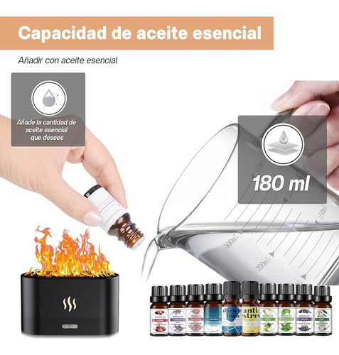 Humidificador Con Difusor De Luz Nocturna Flame Con Aceites