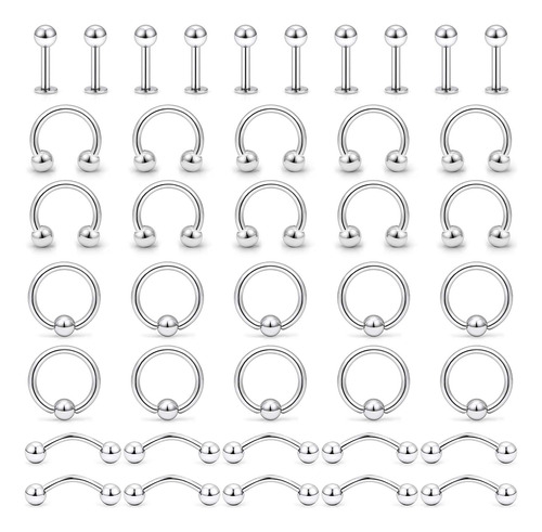 40 Unids 12g 316l Acero Inoxidable Quirúrgico Septum A...