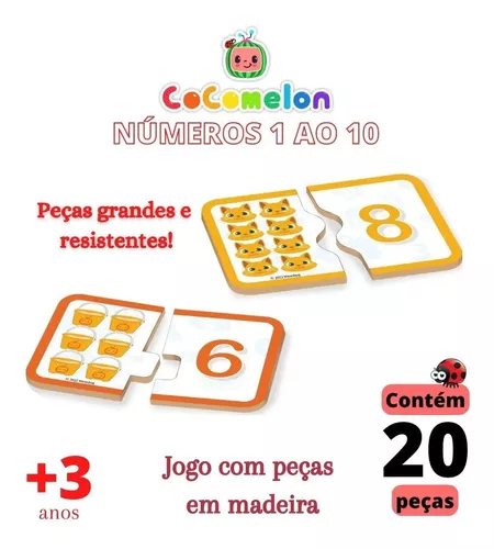 Jogo Quebra-Cabeça Números 1 Ao 10 Cocomelon Educativo Nig