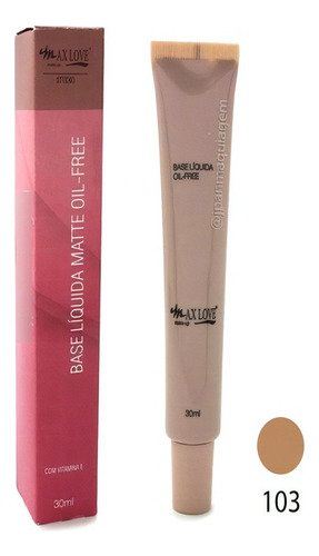 Base de maquiagem líquida Max Love Matte Oil-Free Liquida Matte Oil-Free Líquida tom 103  -  30mL 150g