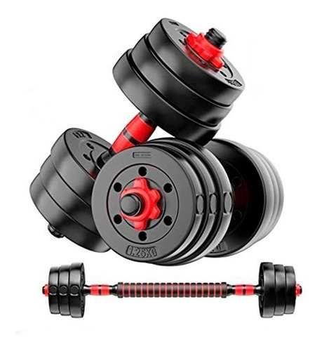Imagen 1 de 8 de Kit Gym Mancuerna Barra Topes Rosca Fitness + Discos 20 Kg