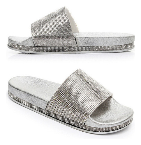 Zapatillas Estilo Diamantes De Imitación Y Sandalias De Suel