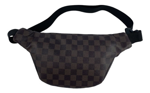 Bolsa Pochete De Cintura Ombro Transversal Necessaire Cor Marrom Desenho do tecido Xadrez