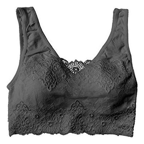 Tops - Seamless Spandex Padded Lace Cropped Sports Bra To