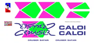 Adesivos Antiga Caloi Cruiser Safari Mod 5 Azul/verde/rosa
