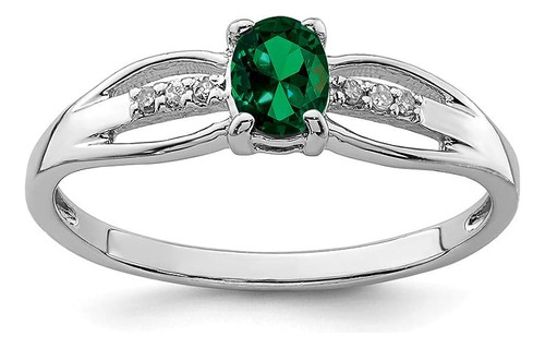 Anillo Plata 925 Maciza Con Diamantes Creados En Verde Esmer