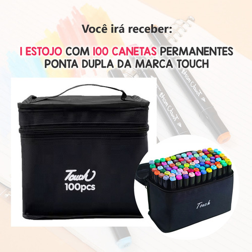 Conjunto De Canetas Touch 100 Cores Permanente Ponta Dupla