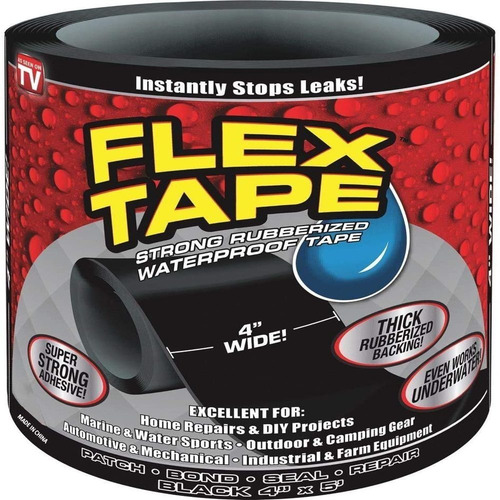 Imagem 2 de 5 de Fita Adesiva Para Reparos Flex Tape Black Cola Tudo E Campo