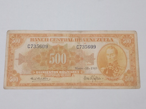 Billete De 500 1969 Canario C6