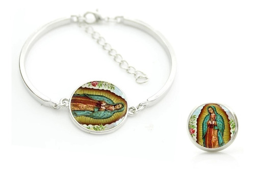 Pulsera Y Aretes De La Virgen De Guadalupe 