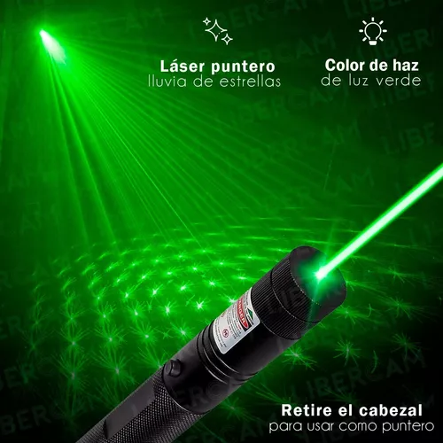 Puntero Laser Verde Muy Potente Punto O Efecto Lluvia +18650